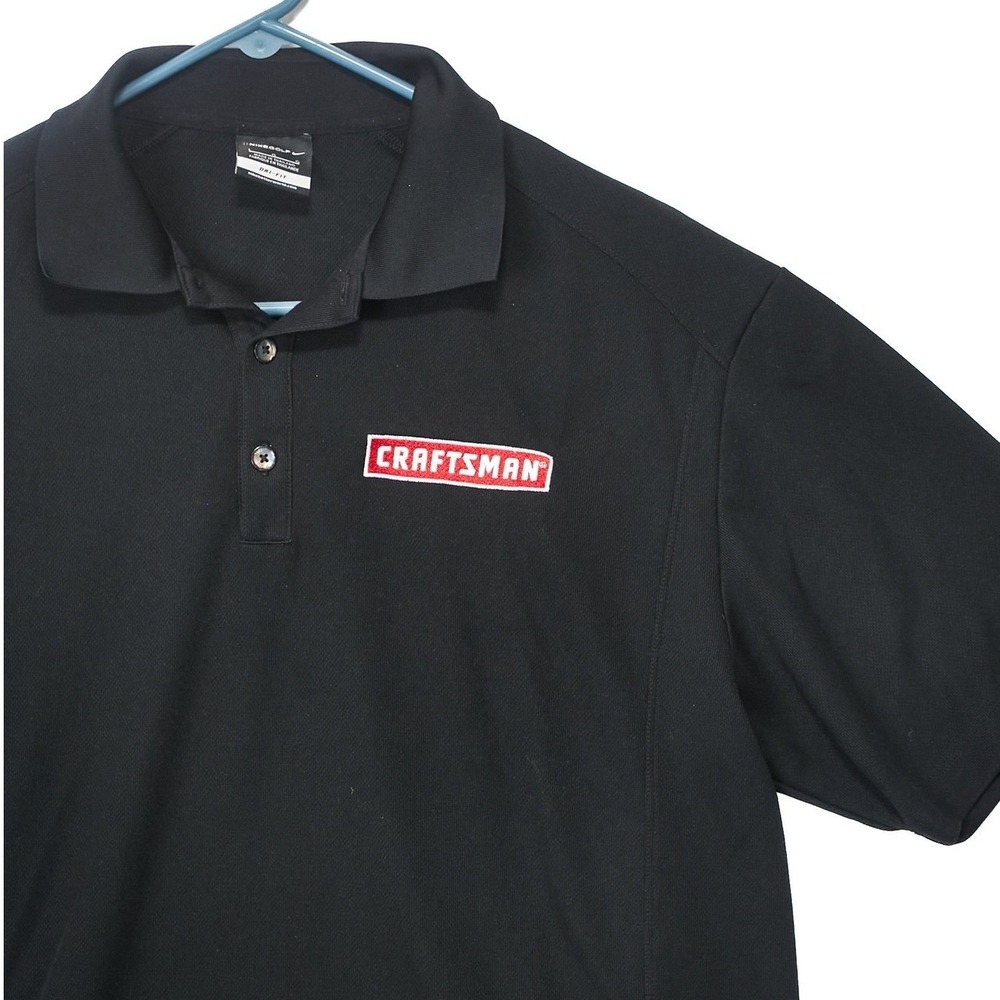 Nike Golf Craftsman Polo Shirt Men's Large‎ Black Dri Fit Embroidered Logo